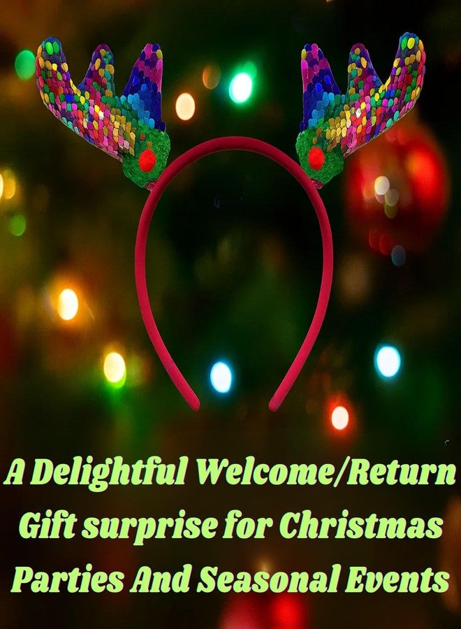 GRAPHENE Christmas Santa Claus Headband With Glitter Reindeer Antlers Design Hairband Shining Sparkle Hair Band Hair Accessories Gift For Women Kids Girls Friends Party Theme Decorations Item - Image 5